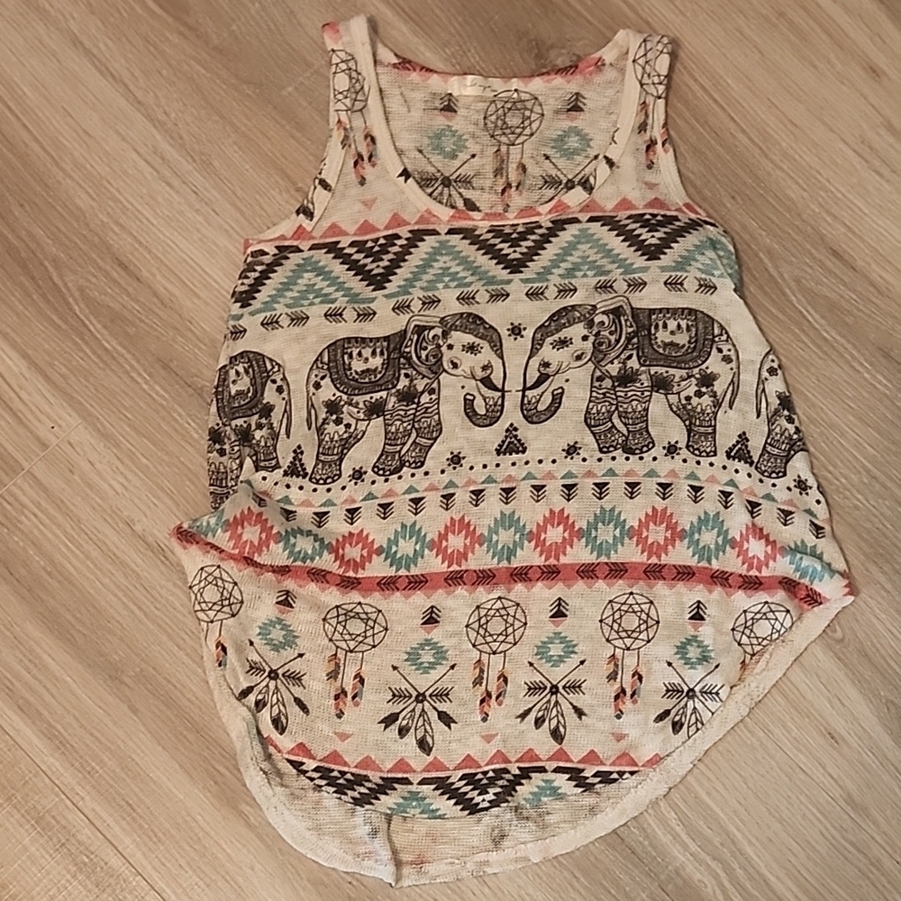 Elephant Print Sleeveless Top